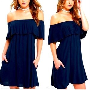 Off Shoulder Navy Dress by RD Designs Size S